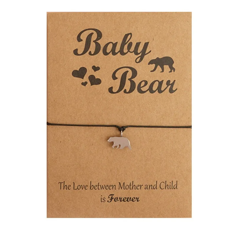 Mama Bear Bracelet with 2 Baby Bear Card Bracelets