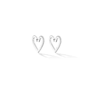 Medium White Gold Endless Hoop Earrings with White Diamonds