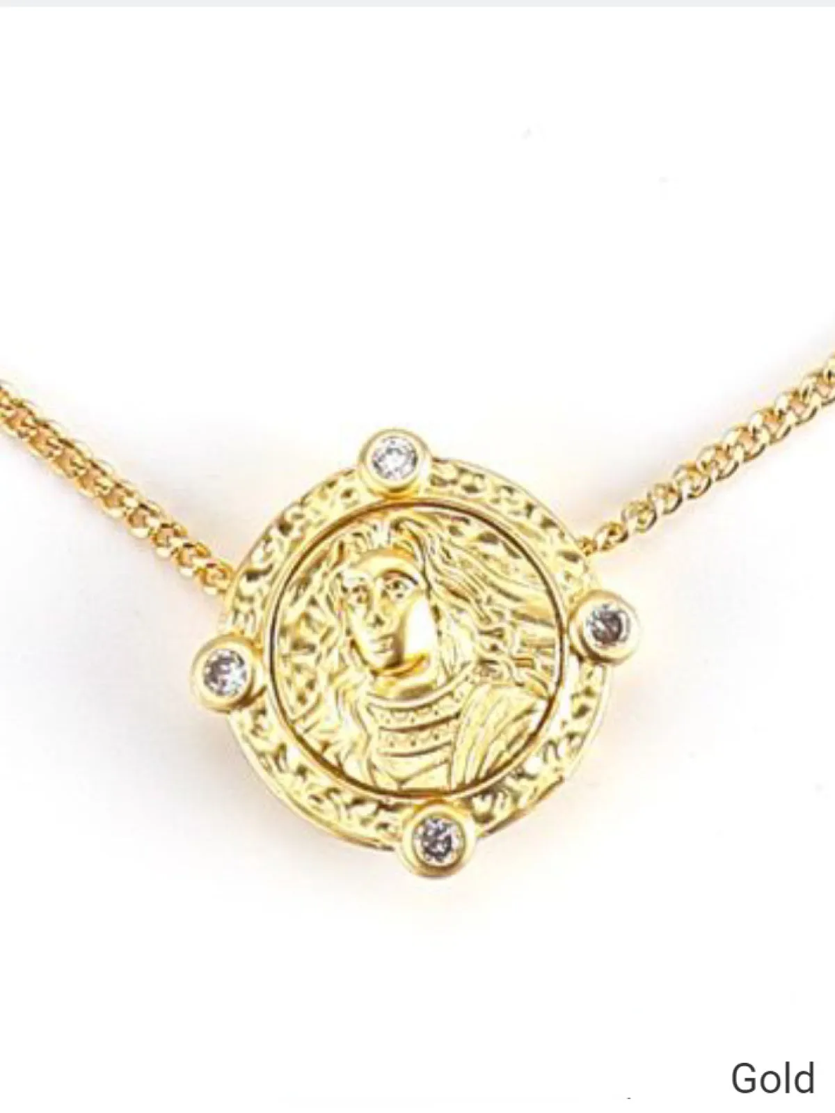 Melania Clara Matte Greek Goddess Medallion Pendant Necklace