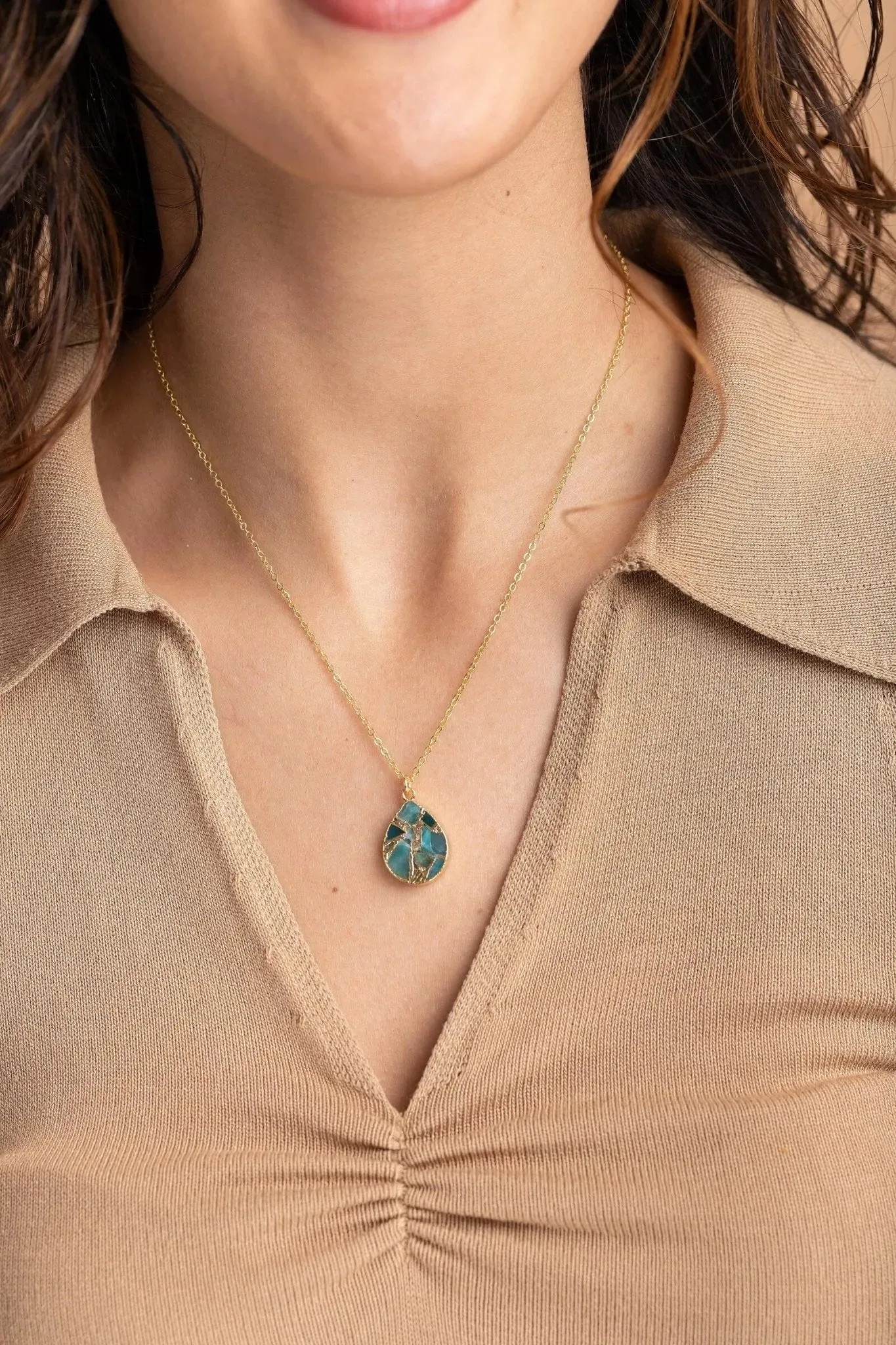 Mojave Drop Stone Pendant Necklace