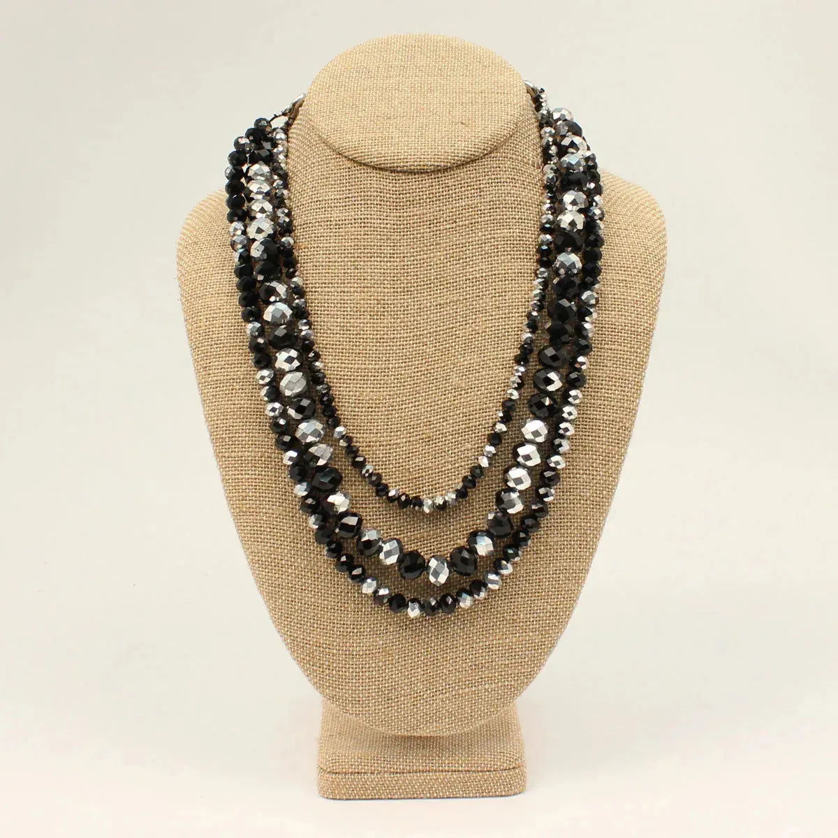 Moonlit Triple Strand (Black and Silver) - Womans Necklace