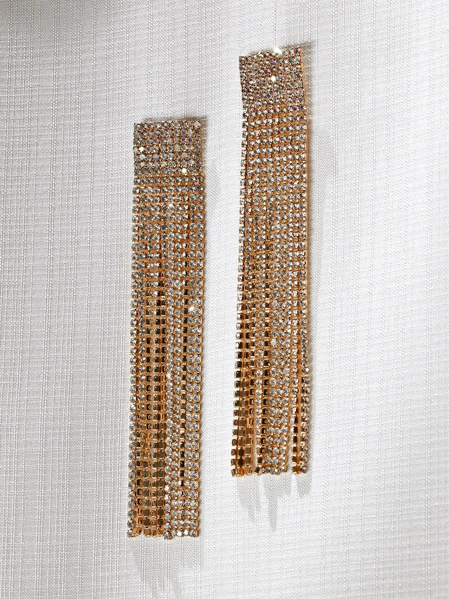 Nuance Statement Sparkly Fringe Earrings | Gold