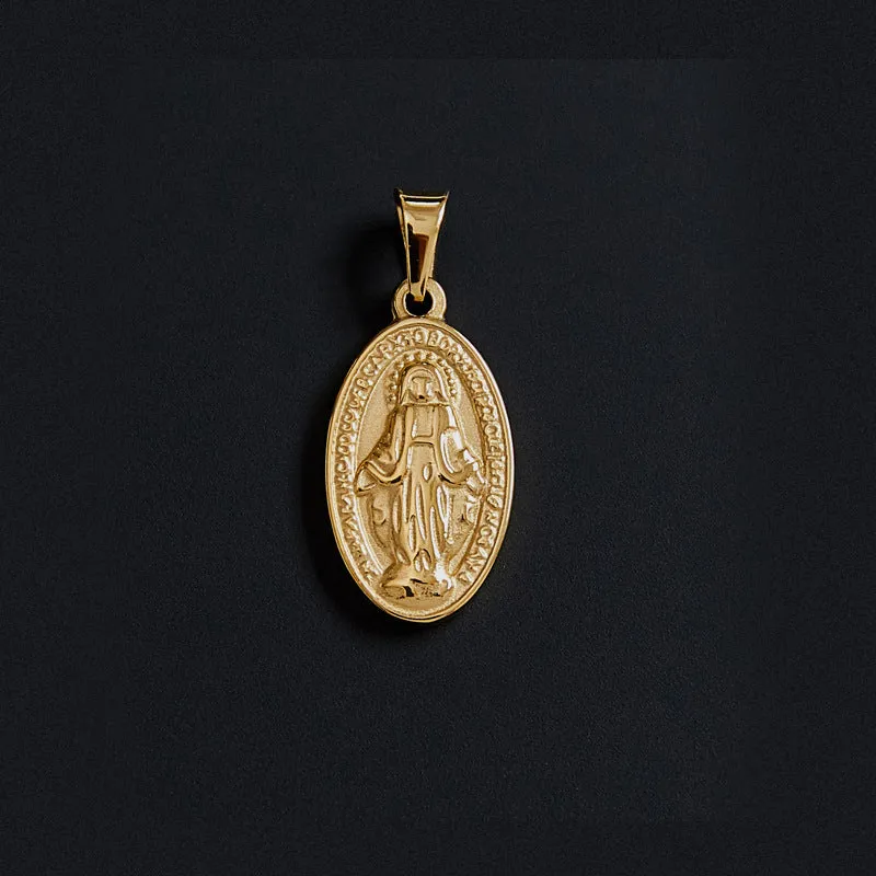 Portrait Coin Cross Peach Heart Angel Retro Pendant