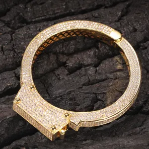 Punk Retro Gold Zircon Handcuffs Bracelet