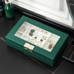 Rectangular PU Window Jewelry Box-Green-SA2105