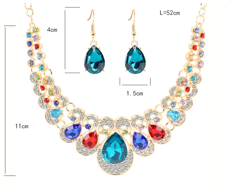 Retro ethnic style jewelry set crystal gem fashion jewelry