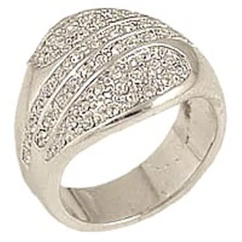 Rhodium Brass Ring with Top Grade Crystal in Clear for Women Style 0C212