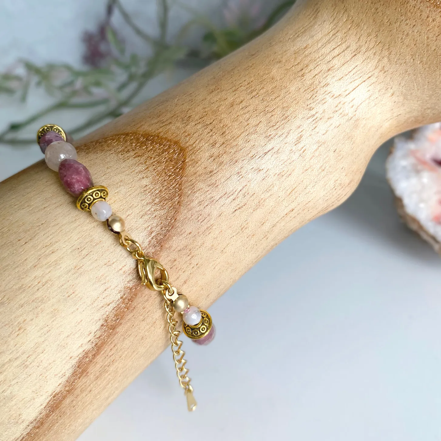 Rhodochrosite Bracelet & Earring Set Gold Filled