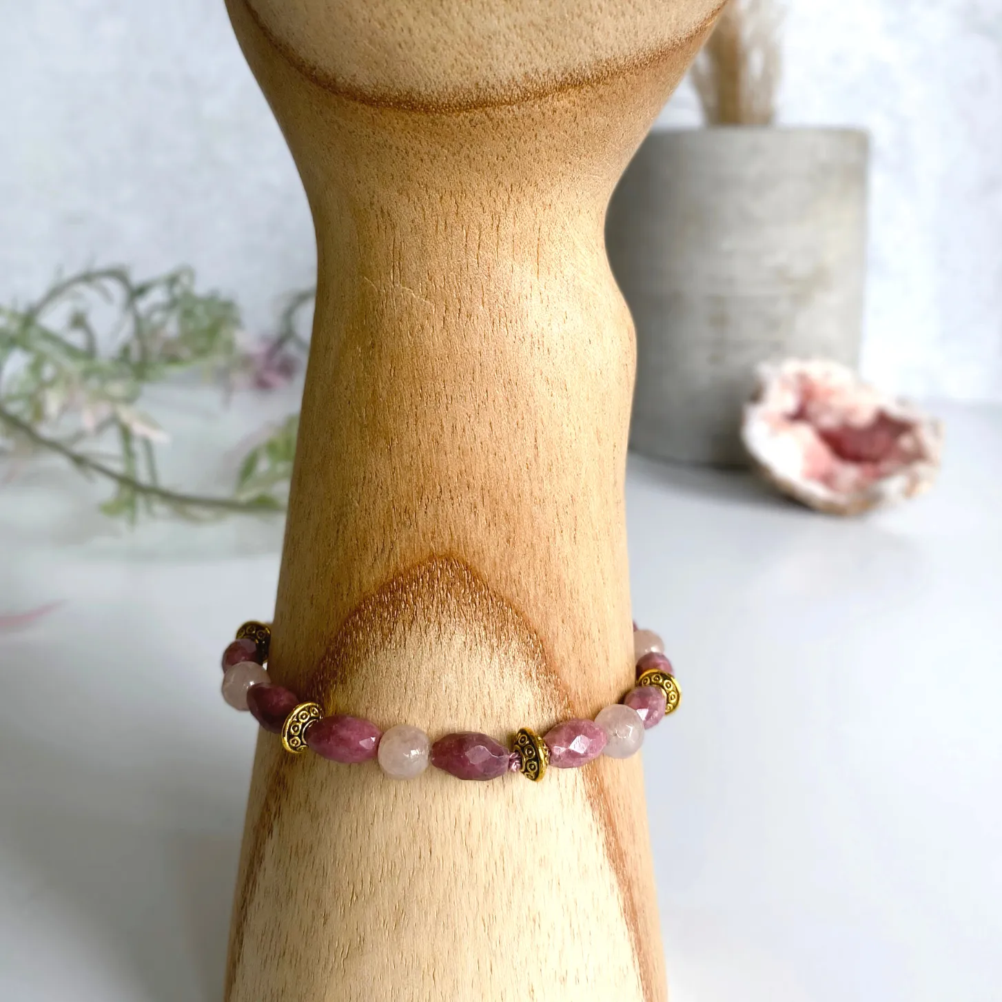 Rhodochrosite Bracelet & Earring Set Gold Filled