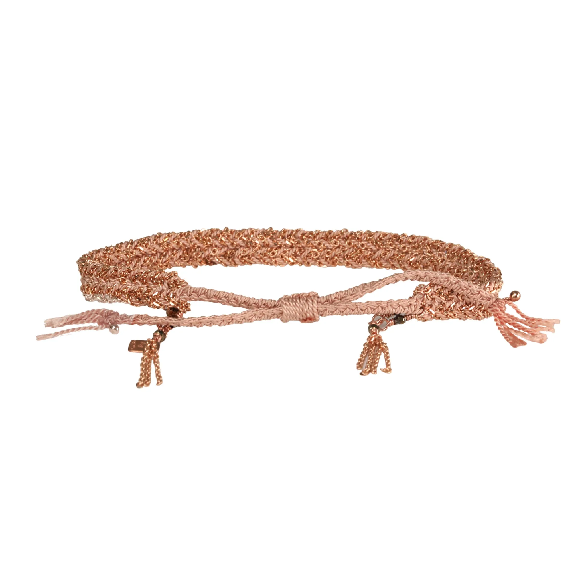 Rose Gold Vermeil & Nude Silk Woven Bracelet