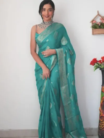 Sea Green Ready to wear Saree UK Next Day