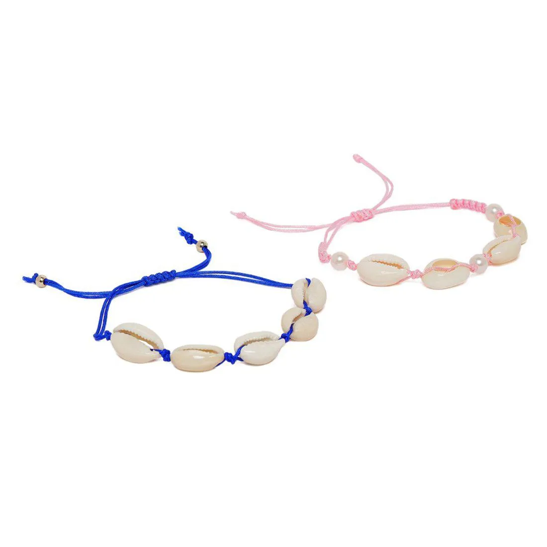 SET OF TWO BOHO SHELL ANKLET BRACELETS