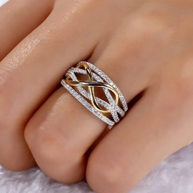 Shining Bowknot Infinity Love Ring - 925 Sterling Silver