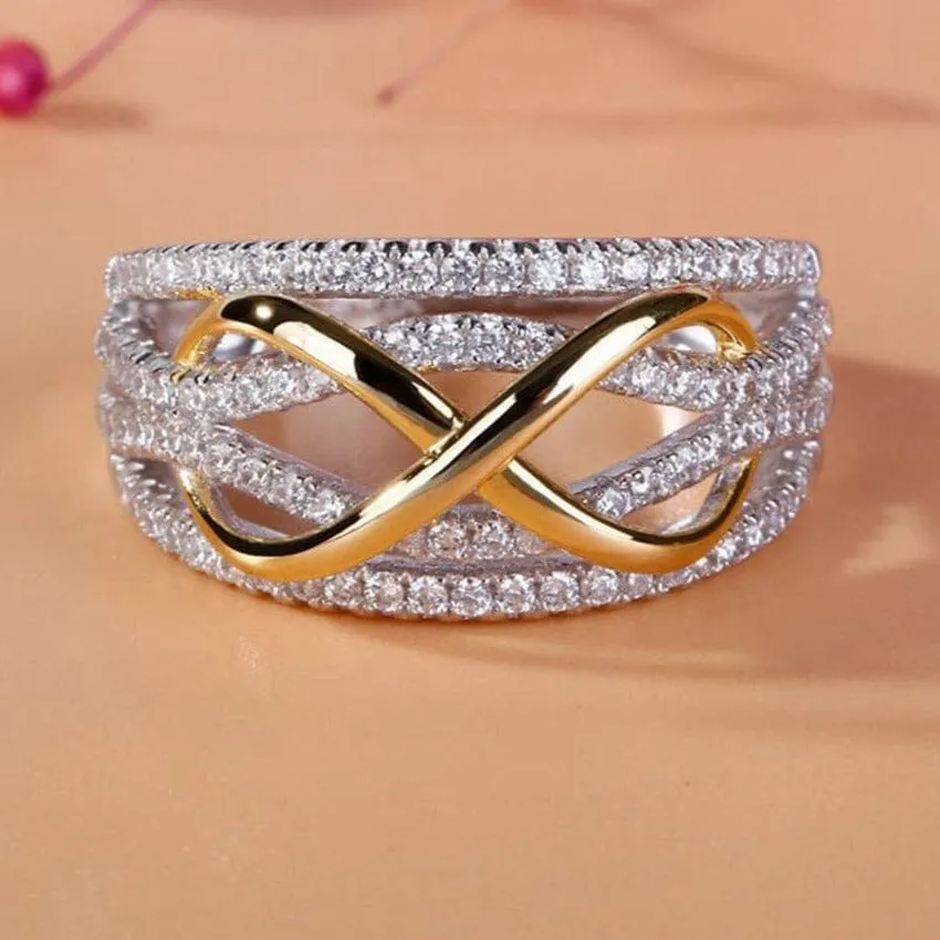 Shining Bowknot Infinity Love Ring - 925 Sterling Silver