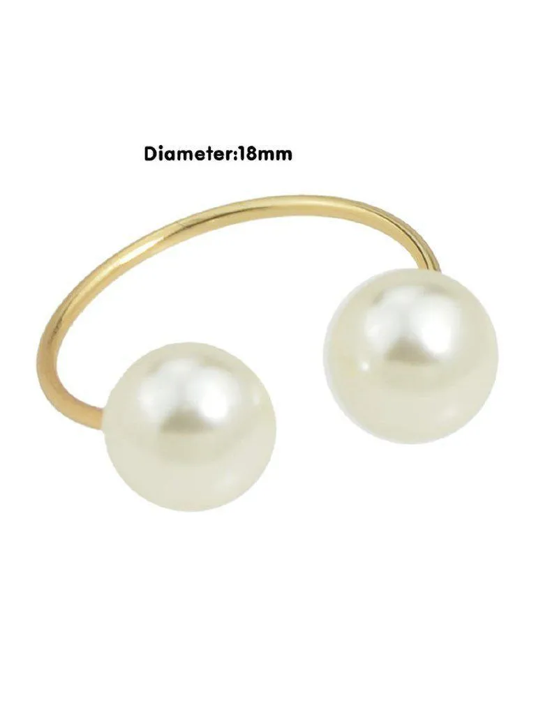 Simulated-Pearl Open Cuff Finger Ring