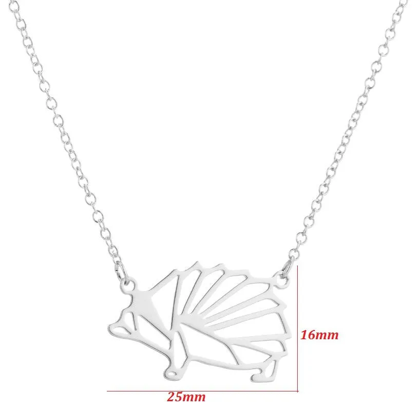 SISSLIA Creative Statement Hollow Hedgehog Necklace Geometric Stainless Steel Necklace For Women Men