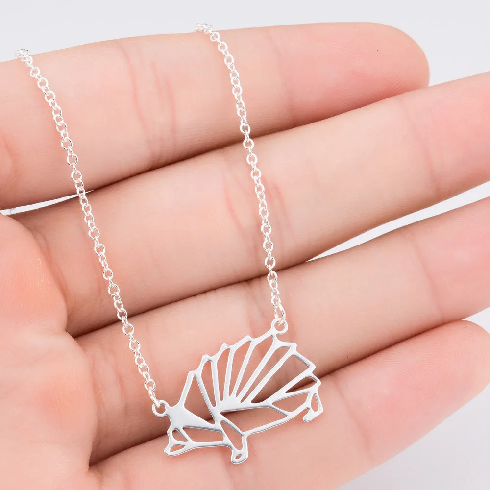 SISSLIA Creative Statement Hollow Hedgehog Necklace Geometric Stainless Steel Necklace For Women Men