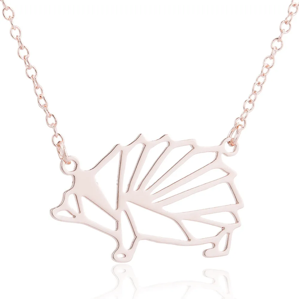 SISSLIA Creative Statement Hollow Hedgehog Necklace Geometric Stainless Steel Necklace For Women Men