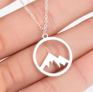 SISSLIA Fashion Wholesale Geometric Gold Plated Stainless Steel Mountain Pendant Necklace For Women