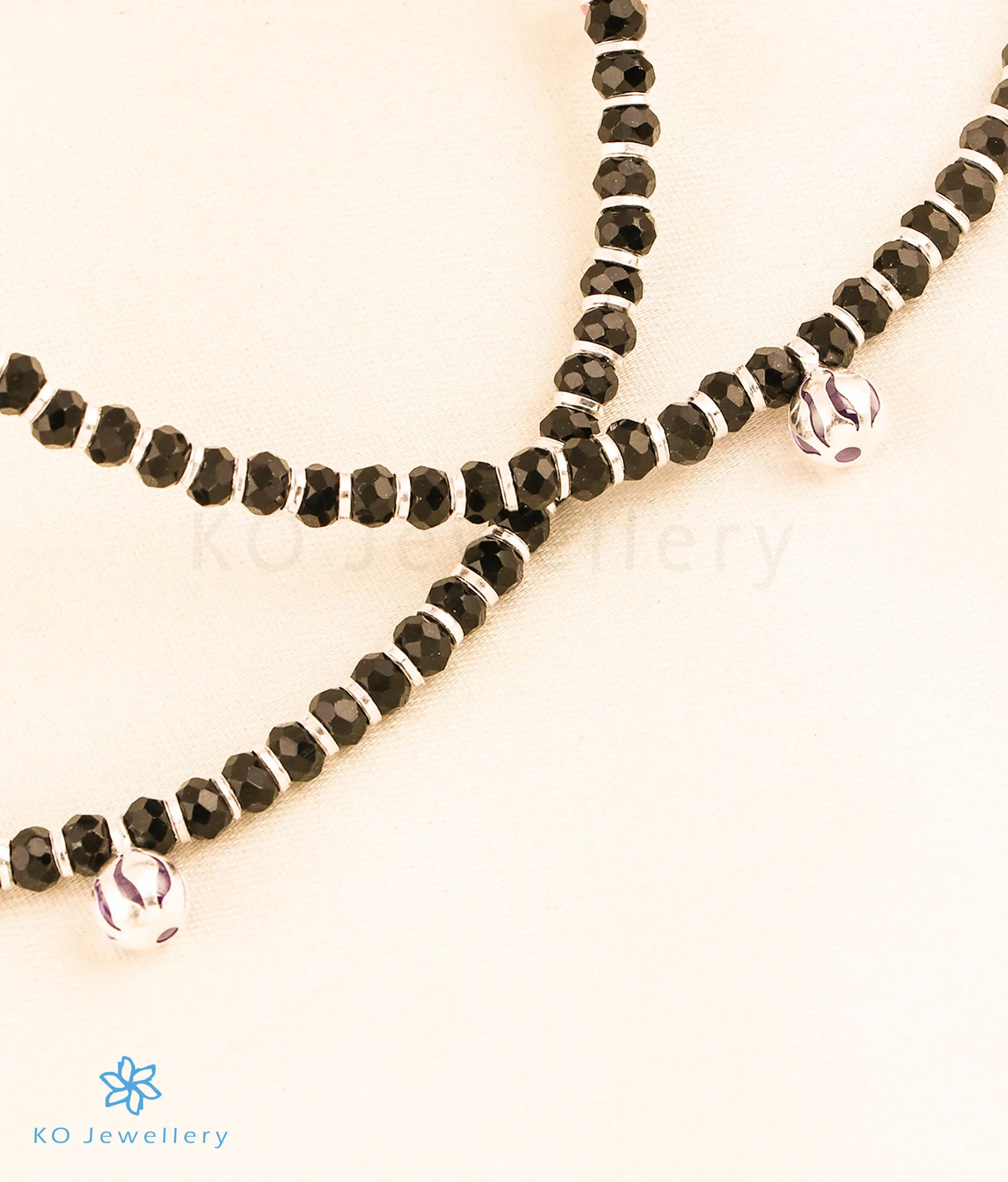 The Ghungroo Silver Blackbead Nazariya Anklets