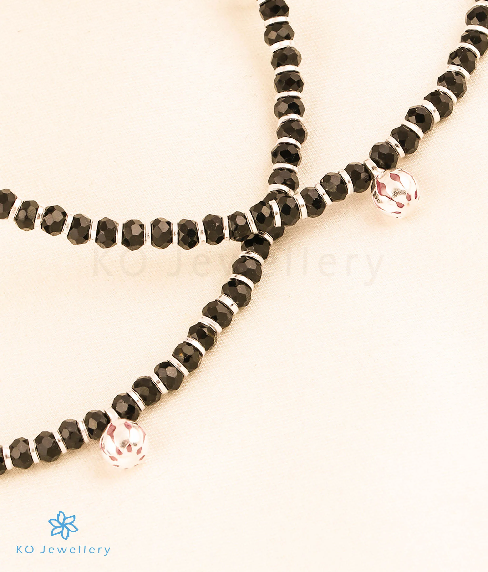 The Ghungroo Silver Blackbead Nazariya Anklets