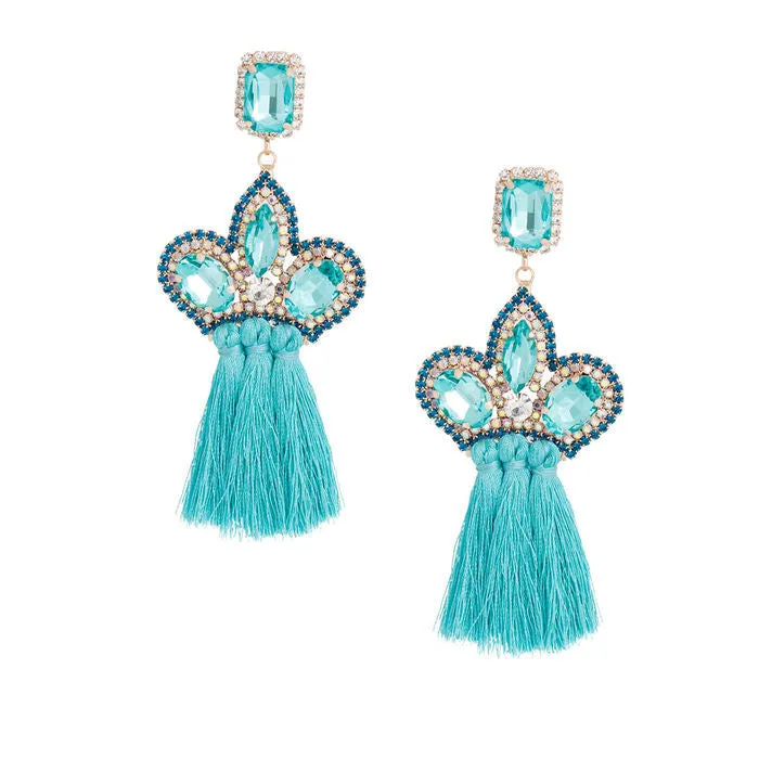 Triple Tassel Stone Earrings