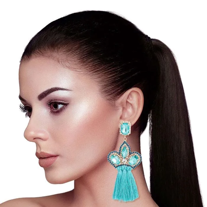 Triple Tassel Stone Earrings