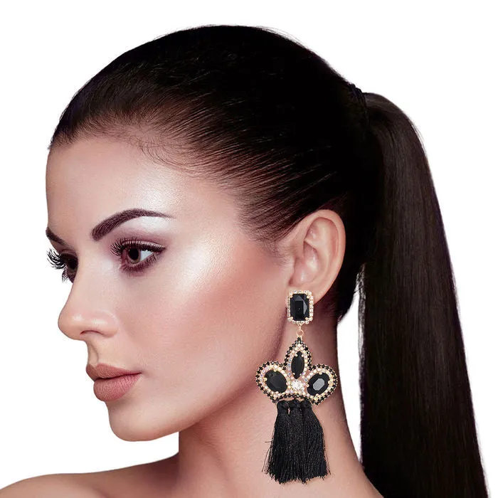 Triple Tassel Stone Earrings