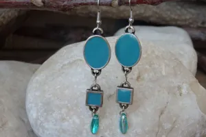 Turquoise enamel earrings