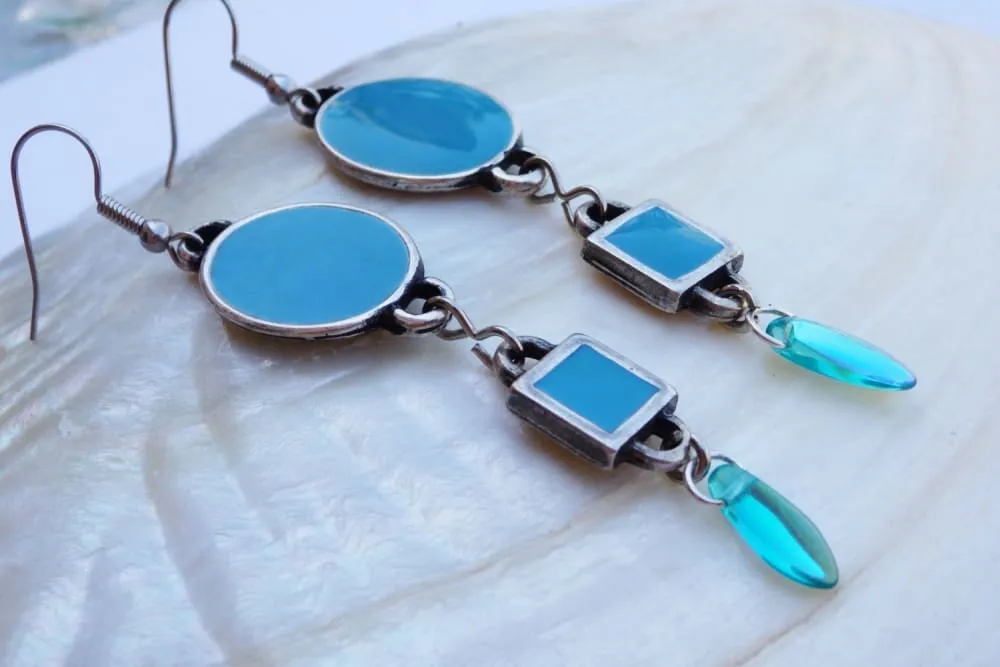 Turquoise enamel earrings