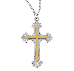 Two-Tone Sterling Silver Cross - S3729TT18