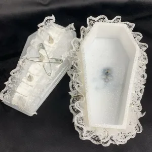 White Gothic Grunge Girl Cross Handmade Jewllery Box