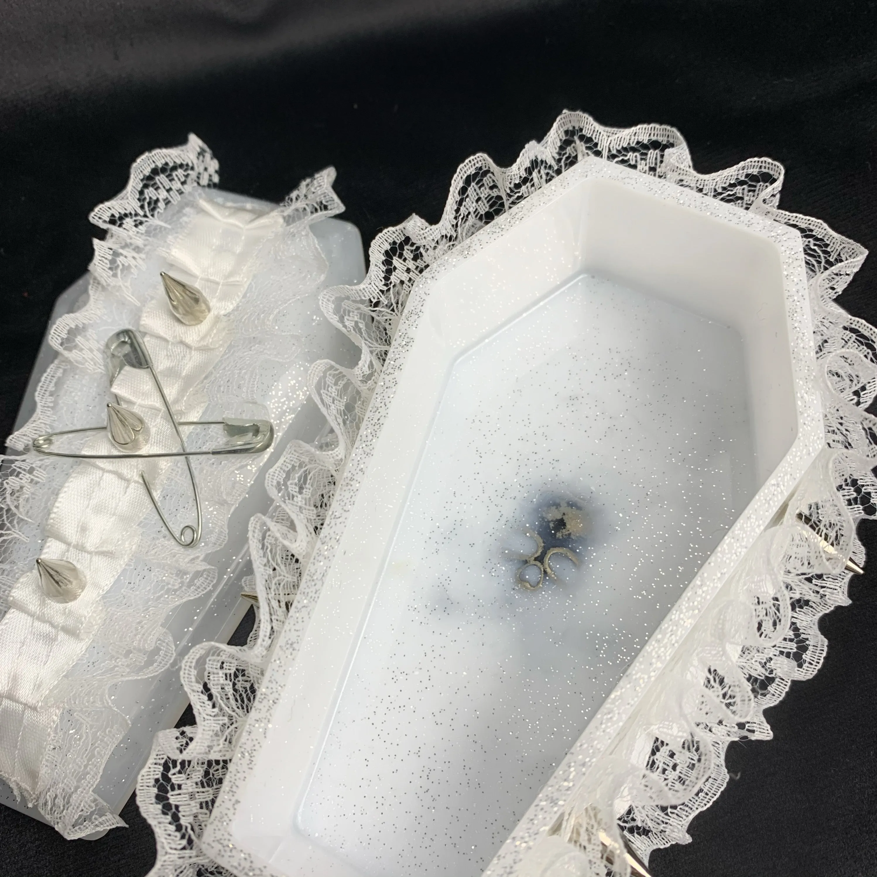 White Gothic Grunge Girl Cross Handmade Jewllery Box