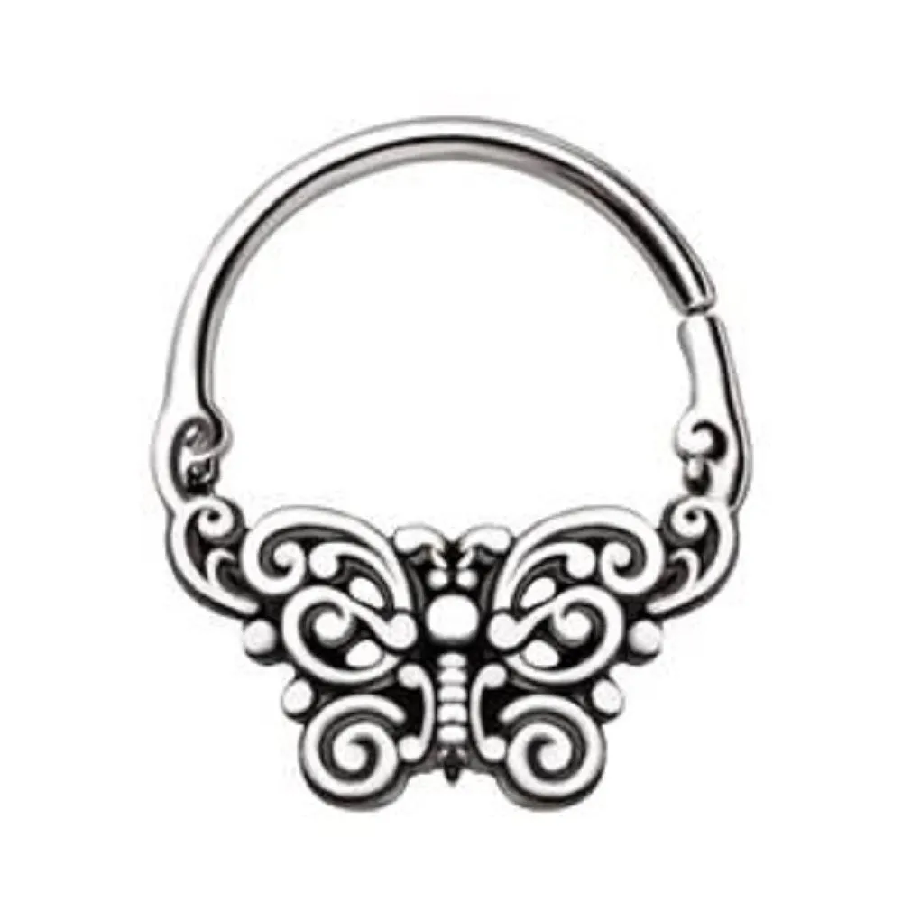 WILDKLASS 316L Stainless Steel Ornate Butterfly Seamless Ring/Septum Ring