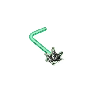 WILDKLASS Yes we Cannabis Pot Leaf L-Shape Nose Ring